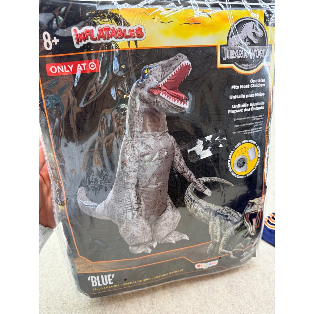 Jurassic World Blue Inflatable Raptor Child Costume Disguise One Sz blow up NEW